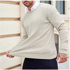 Long Sleeve Knit Sweater Men Crewneck Cable Knit Crewneck Sweaters Twist Patterned Knitted Sweater Men