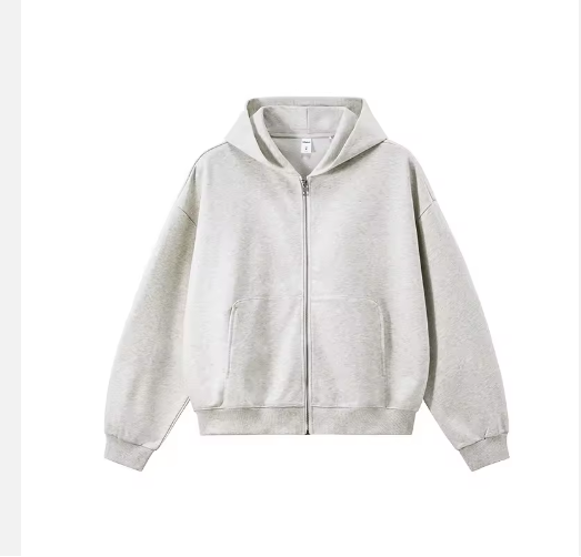 Casual Style Unisex Blank Zipper Hoodie Men and Women's High Quality Cotton French Terry Sweatshirt