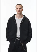 Casual Style Unisex Blank Zipper Hoodie Men and Women's High Quality Cotton French Terry Sweatshirt